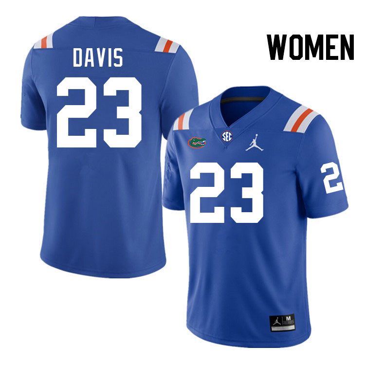 Women #23 Josiah Davis Florida Gators College Football Jerseys Stitched-Throwback